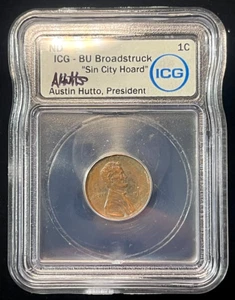 ICG BU 1987 1C Broadstruck Error–Sin City Hoard–Signed By Austin Hutto-(bin710M) - Picture 1 of 2
