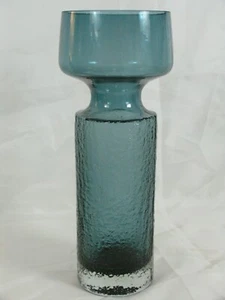Tamara Aladin "Safari" Finnish Glass Vase Riihimäen Lasi 11 3/4" T Smokey Blue - Picture 1 of 9