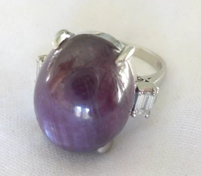 Heavy Platinum Cherry Pink Star Ruby Diamond Ring - 12.17 gms, Sz 6.25, 10.24 ct - Image 1 of 4