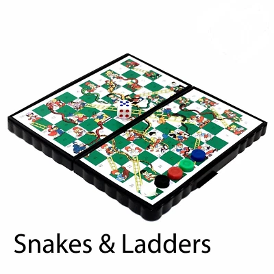 Travel Snakes & Ladders Mini Magnetic Board Fold Up New Fun House Complete Game - Image 1 of 4