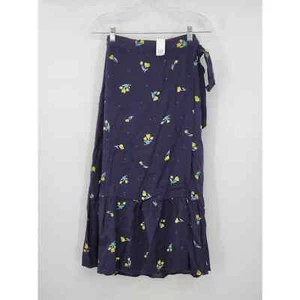 Gap Wrap Midi Skirt Flowers Navy Blue Floral Size XS NWT - Picture 1 of 5