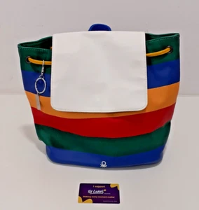 Rare Vintage United Colors of Benetton Backpack Womens Colorblock Polyurethane - Picture 1 of 11
