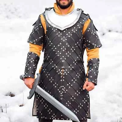 Renaissance Men Costume Medieval Knight Armor Leather Bringandine Breastplate - Image 1 of 2