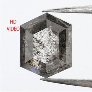 Diamante de corte hexagonal suelto natural de 1,00 quilates 6,35 mm diamante de sal y pimienta QL276 - Imagen 1 de 10