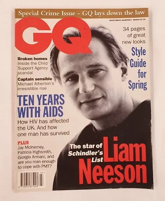 GQ Magazine March 1994 UK Edition Liam Neeson Issue #57 - Image 1 of 4