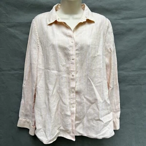Blusa Top Camisa Chico's Talla 1 I US 8/10 Naranja Blanco Rayas Cuello Botones - Imagen 1 de 5
