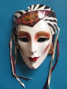 Maschera viso in ceramica artistica argilla, da appendere a parete art deco, safari - Foto 1 di 4