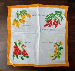 Vintage Souvenir New Zealand Printed Cotton Handkerchief - Picture 1 of 2