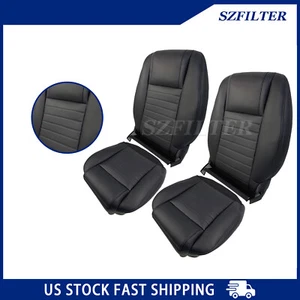 For 05-09 Ford Mustang Front Replacement Perforated Leather Seat Cover Black - Picture 1 of 7