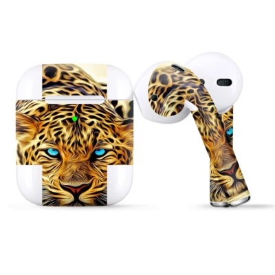Skins Wraps Compatible para Apple Airpods Leopardo con Ojos Azules Foto 1 de 2