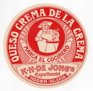 DE JONG'S CREAM CHEESE HOORN NIEDERLANDE GROSSES WERBEETIKETT / POSTERSTEMPEL - Bild 1 von 1