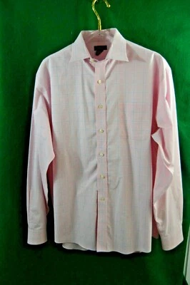 Harold Powell Men's Dress Shirt 17 1/2, 36-37 100% Cotton  Pink Plaid - Image 1 of 4
