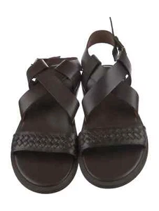 Auth NEW Men BALDININI Brown BRAIDED Detail SANDALS US 13/IT 46 - Picture 1 of 5