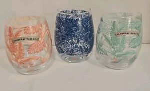 Juego de 3 copas de vino sin tallo floral transparente 18 oz Jimmy Buffet Margaritaville - Imagen 1 de 12