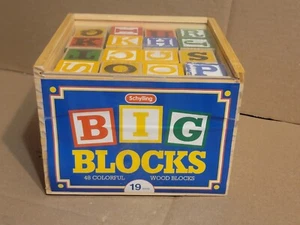Schylling Big Blocks 48 Colorful Wood Blocks Alphabet Wooden Set Complete - Picture 1 of 8