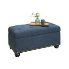 Convenience Concepts Designs4Comfort 7th Ave Storage Ottoman, Blue - 163050FBE