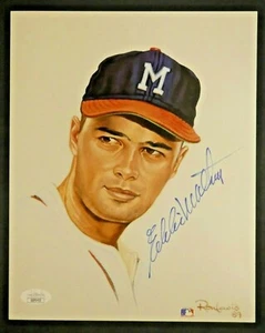 Living Legends Eddie Matthews Signed 8x10 by Ron Lewis with JSA COA - Picture 1 of 4