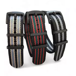 Black Buckle Nylon NATO Watch Strap Band G10 Military Army James Bond 20mm 22mm - Picture 1 of 41