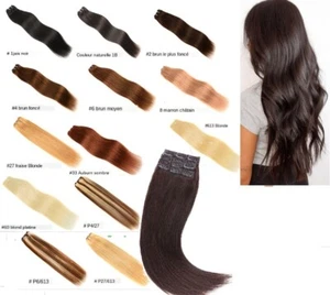 2 4 6 BÄNDER HAARVERLÄNGERUNGEN CLIPS 100% NATÜRLICH REMY HAIR 49CM AAA 20 bis 120G - Bild 1 von 11