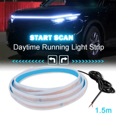 Blue 150cm Flexible Car Hood Day Running LED Light Strip Accessories Decor Light - Image 1 of 4