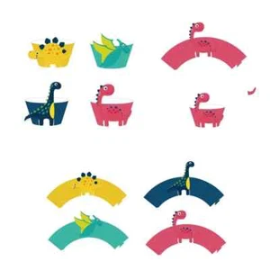 Dinosaur Birthday Cupcake Topper, Dinosaur Birthday Cupcake Set, Wild Birthday - Picture 1 of 4