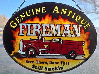 Atrapasol antiguo bombero genuino diseño Joan Baker vintage años 80 vitral Foto 1 de 4