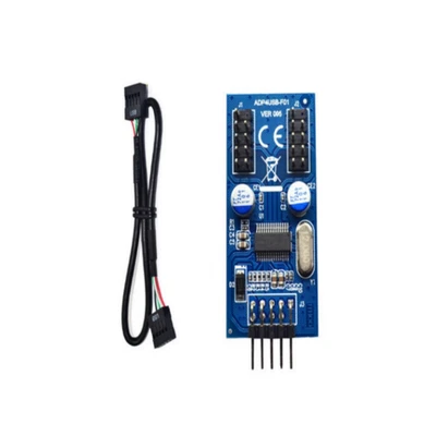 Internal 9-Pin USB2.0 Splitter 1 Male To 2 Female Motherboard Pin to PC Case h - Image 1 of 4