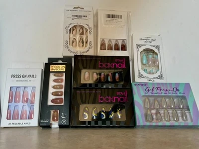 Lot of 8 Press-On False Nail Sets – Mixed Colors & Sizes, BTArtbox & More - Image 1 of 4