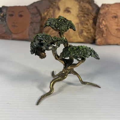 MCM Vintage Bronze Jade Monterey Cypress Bonsai Tree Sculpture Danny Garcia DS43 - Image 1 of 4