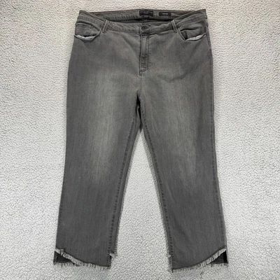 Susan Graver Womens High Waisted Cropped Jeans Black Plus Size 20W - Image 1 of 4