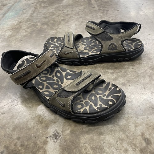 Sandali vintage Nike ACG taglia 11 marroni neri con cinturino escursionismo Gorpcore Cyber Y2K