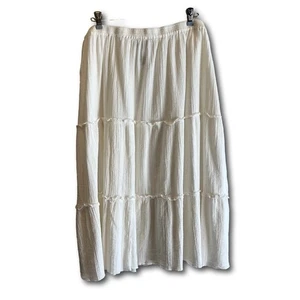 Two-Twenty Collection Pull-On Tiered Long White Peasant Skirt Size 3XLPT - Picture 1 of 11
