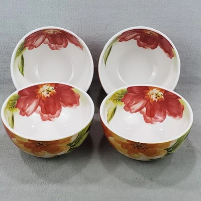 Cuencos de sopa de cereal Pier 1 Imports Amelia floral Ironstone descontinuados 2017 4 piezas Foto 1 de 4