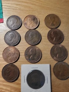 1929-1967 Great Britain Large Penny Pennies 12 Coins - Picture 1 of 4