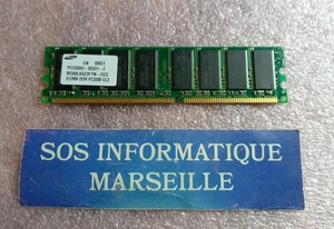 Barette Mémoire SAMSUNG 512MB DDR PC3200 CL3 PC3200U-30331-Z (M368L6423FTN-CCC) - Picture 1 of 4