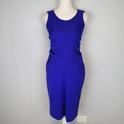 Vestido Armani Collezioni Azul Lateral Acanalado Sin Mangas Talla 6 Elástico Foto 1 de 4