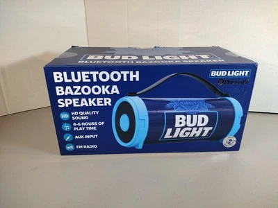 Bud Light Bluetooth Bazooka Speaker with Fm Radio Factory Sealed Brand New - Image 1 of 4