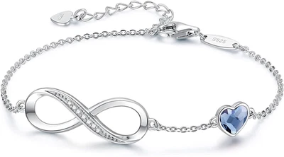 Bracciale Donna Argento 925 or Acciai Inossidabili Braccialetto Infinito Braccia - Immagine 1 di 4