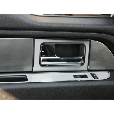 4pc Brushed Stainless Door Pull Trim for 10-14 Ford F-150 Raptor Super Crew Cab - Imagem 1 de 4