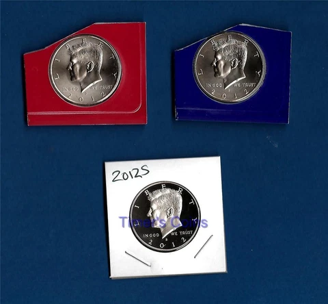 2012 PDS BU/Proof Kennedy Half Dollar  Set - 3 Coins Cover