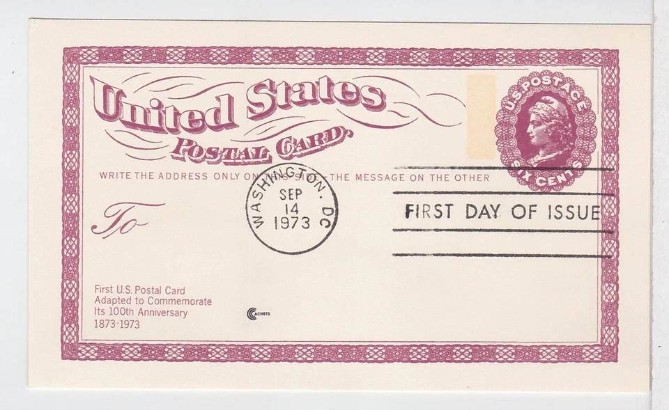 TurtlesTradingPost- Centennial of Postal Card 1973 FDC #UX65 Cover Craft Cachet - Image 1 of 1