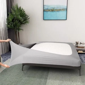Box Spring Cover Queen Size - Jersey Knit & Stretchy Queen/Queen XL, Silver - Picture 1 of 6