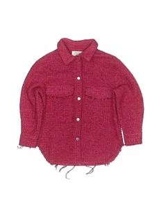 Zara Girls Jacket Shirt Size 13-14 Hot Pink Shacket Button Down Overshirt - Picture 1 of 4