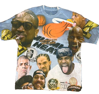 Camiseta NBA Miami Heat 2013 campeones consecutivos Lebron Wade Bosh Anthony XL Foto 1 de 4