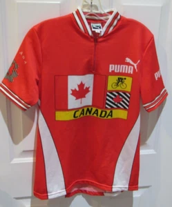 Vintage Puma brand Cycling Jersey men's Size medium Canada flag USA made red  - Picture 1 of 7