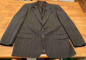 Burberry Mens 44R Vintage Sport Coat Dark Gray Pinstripe Two Button EUC Nice!! - Picture 1 of 7