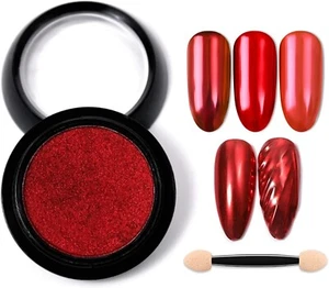 Red Chrome Nail Powder for Nails Art Design Holographic Magic Metallic Mirror Ef - Picture 1 of 9