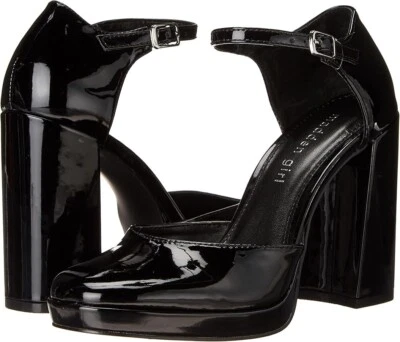 MADDEN GIRL Platform Heels BLACK PATENT LEATHER  VTG 90s  Y2K Vibe Size 8 - Image 1 of 4