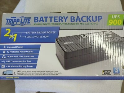 Tripp Lite 900VA 480W 120V 12-Outlet UPS Desktop Battery Back Up INTERNET900U - Image 1 of 2