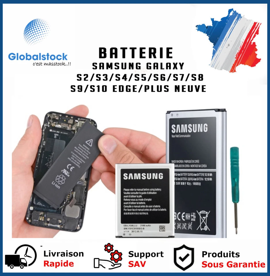 BATTERIE POUR SAMSUNG GALAXY S2/S3/S4/S5/S6/S7/S8/S9/S10 EDGE/PLUS NEUVE - Photo 1/1
